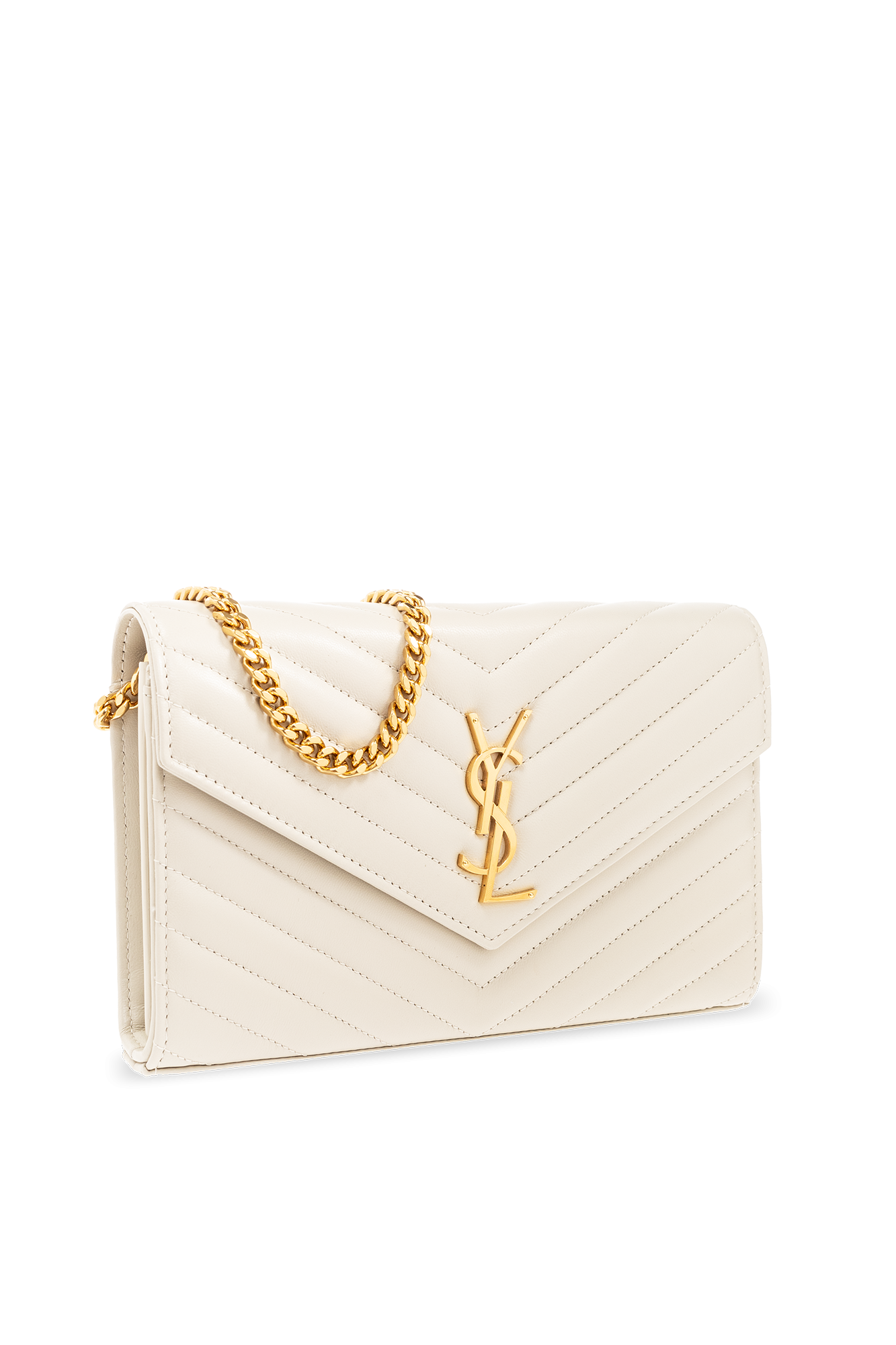 Ysl wallet on online chain white